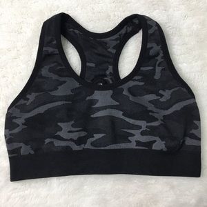Soul by Soulcycle Women's Camo Seamless Black Gray Army Sports Bra
